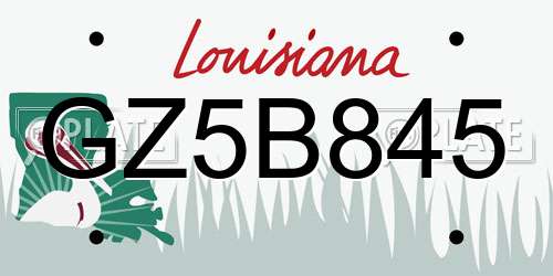 GZ5B845 Louisiana License Plate