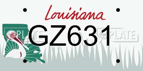 GZ631 Louisiana License Plate