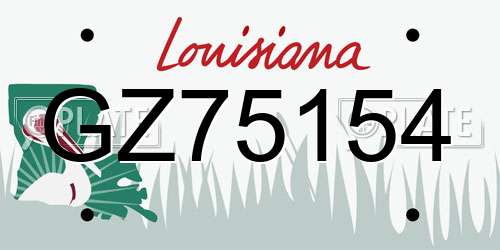 GZ75154 Louisiana License Plate
