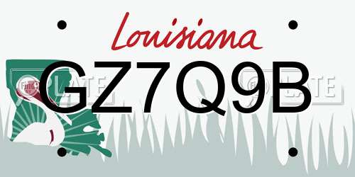 GZ7Q9B Louisiana License Plate