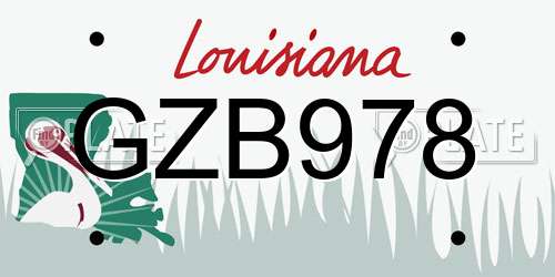 GZB978 Louisiana License Plate