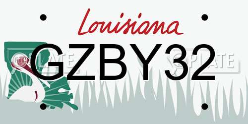 GZBY32 Louisiana License Plate