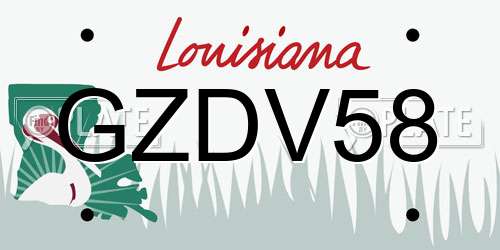 GZDV58 Louisiana License Plate