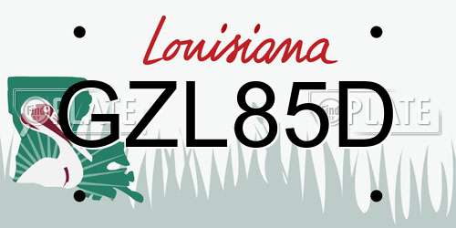 GZL85D Louisiana License Plate