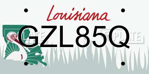 GZL85Q Louisiana License Plate
