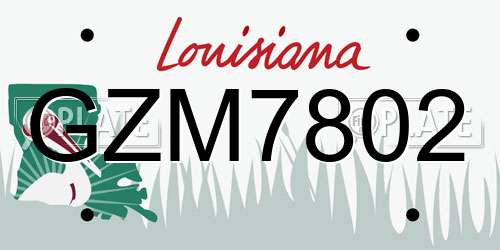 GZM7802 Louisiana License Plate