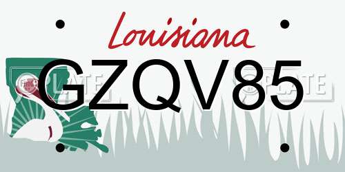 GZQV85 Louisiana License Plate