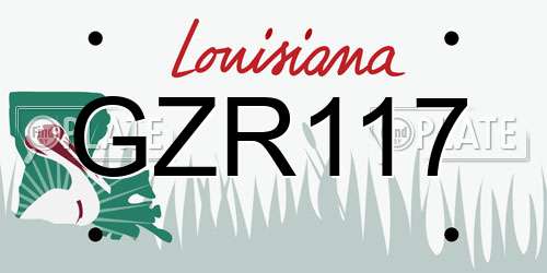 GZR117 Louisiana License Plate