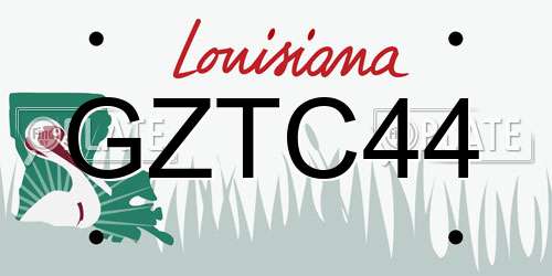GZTC44 Louisiana License Plate