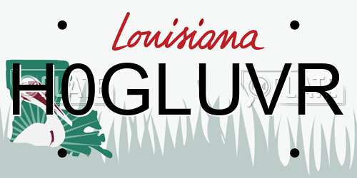 H0GLUVR Louisiana License Plate