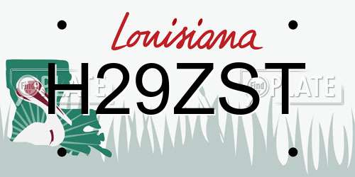 H29ZST Louisiana License Plate