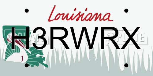 H3RWRX Louisiana License Plate