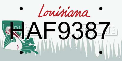 HAF9387 Louisiana License Plate