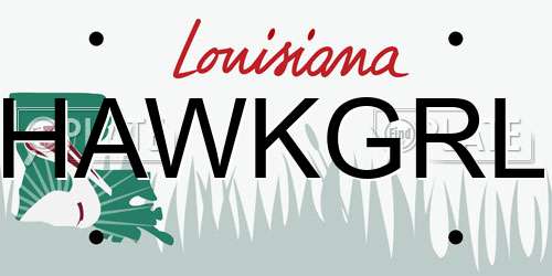 HAWKGRL Louisiana License Plate