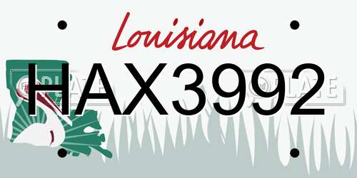 HAX3992 Louisiana License Plate