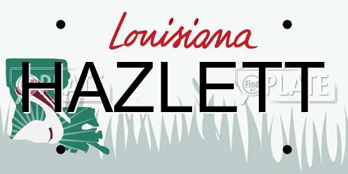 HAZLETT Louisiana License Plate