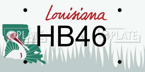 HB46 Louisiana License Plate