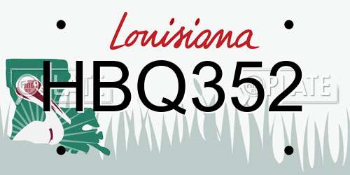 HBQ352 Louisiana License Plate