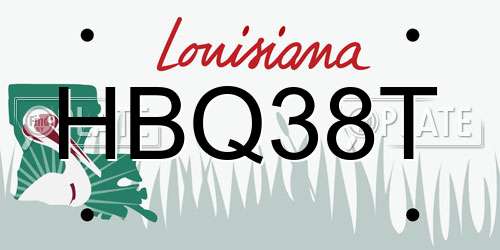 HBQ38T Louisiana License Plate