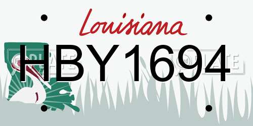 HBY1694 Louisiana License Plate
