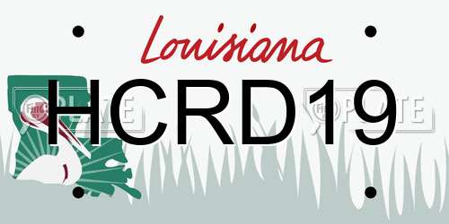 HCRD19 Louisiana License Plate