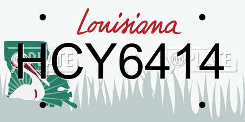 HCY6414 Louisiana License Plate