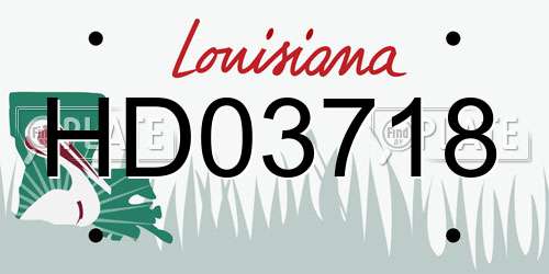 HD03718 Louisiana License Plate