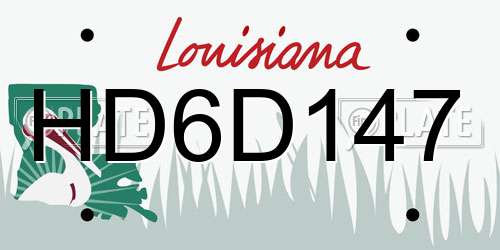 HD6D147 Louisiana License Plate