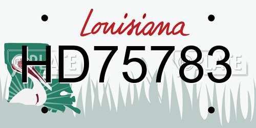 HD75783 Louisiana License Plate