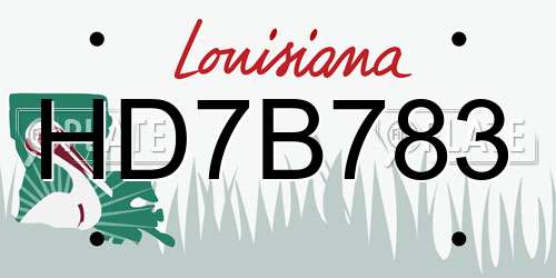 HD7B783 Louisiana License Plate