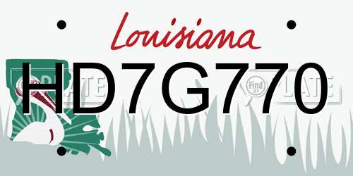 HD7G770 Louisiana License Plate