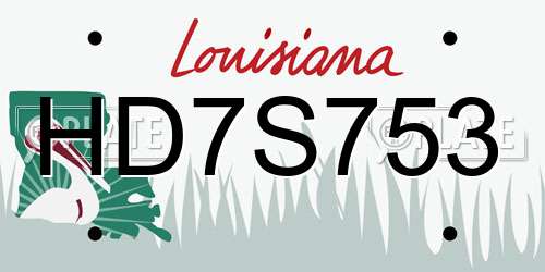 HD7S753 Louisiana License Plate