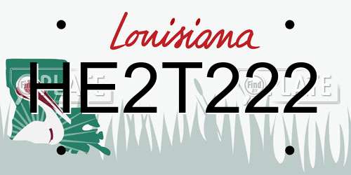HE2T222 Louisiana License Plate