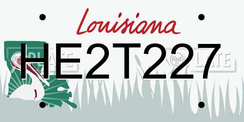 HE2T227 Louisiana License Plate