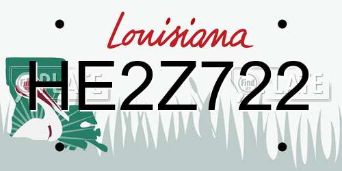 HE2Z722 Louisiana License Plate