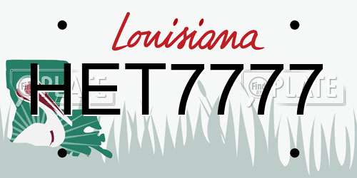 HET7777 Louisiana License Plate
