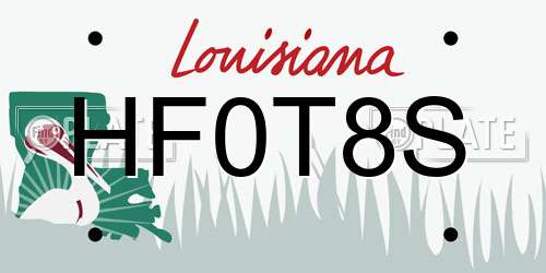 HF0T8S Louisiana License Plate