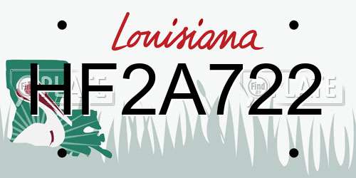 HF2A722 Louisiana License Plate