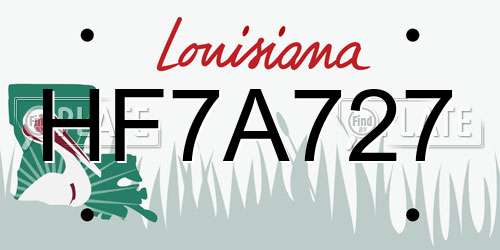 HF7A727 Louisiana License Plate