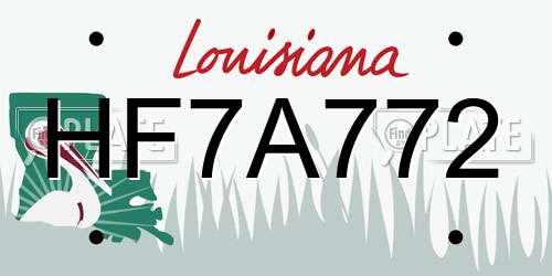 HF7A772 Louisiana License Plate