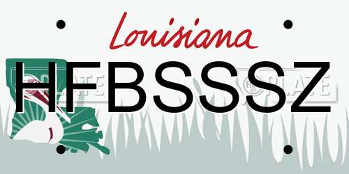 HFBSSSZ Louisiana License Plate