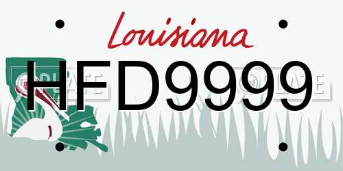 HFD9999 Louisiana License Plate