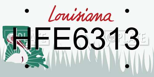 HFE6313 Louisiana License Plate
