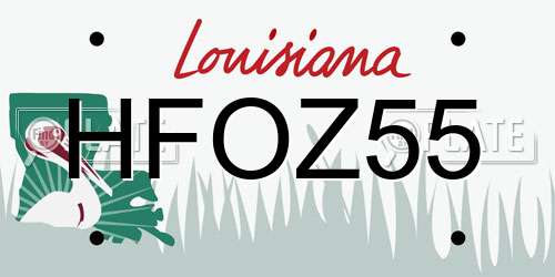 HFOZ55 Louisiana License Plate