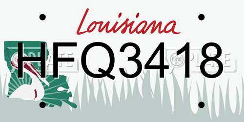 HFQ3418 Louisiana License Plate