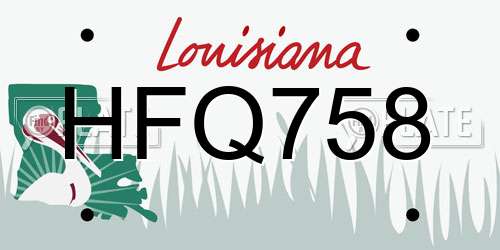 HFQ758 Louisiana License Plate