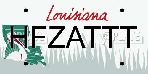 HFZATTT Louisiana License Plate