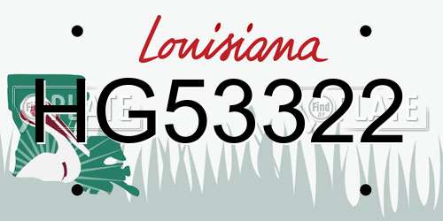 HG53322 Louisiana License Plate