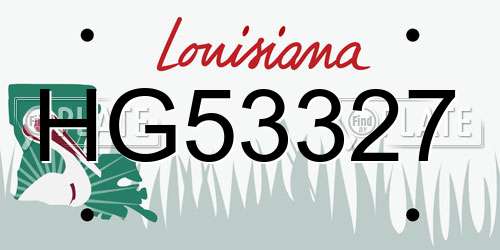 HG53327 Louisiana License Plate