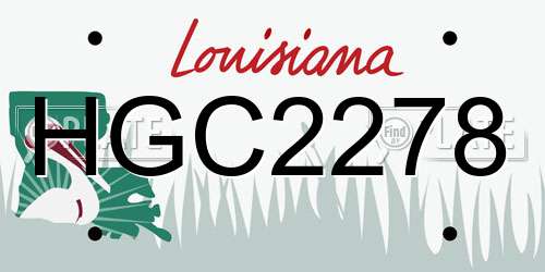 HGC2278 Louisiana License Plate